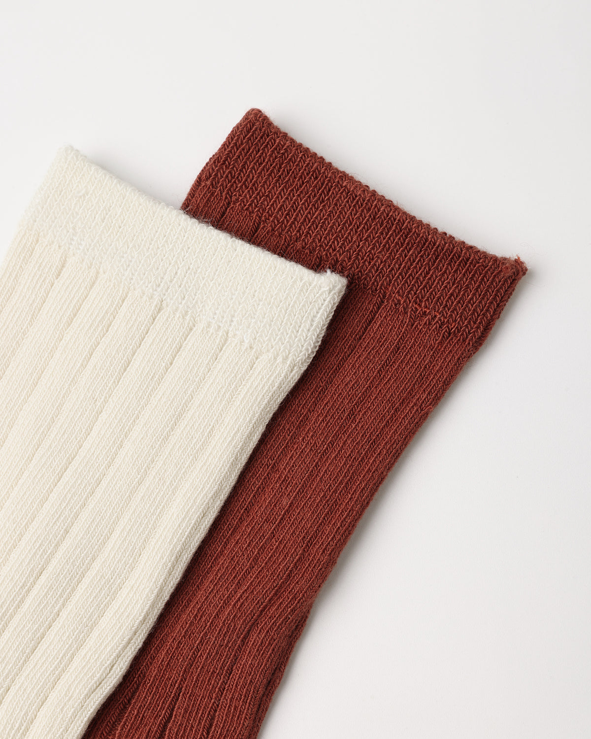 Rylee + Cru Ribbed Socks, 2-Pack Brick, Natural