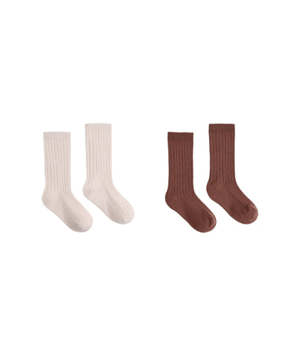 Ribbed Socks, 2-Pack Petal, Mulberry