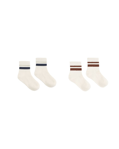 Stripe Socks, 2-Pack Fog, Mulberry