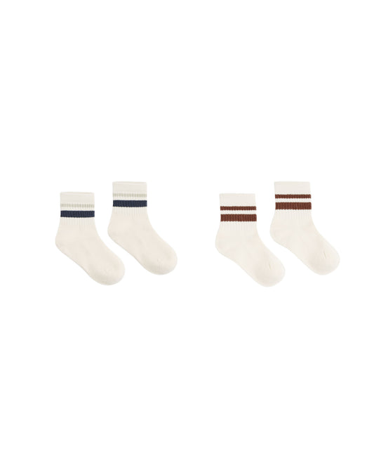 Stripe Socks, 2-Pack Fog, Mulberry