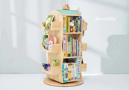 Mesasilla Solid Wood Rotating Bookshelf for Kids