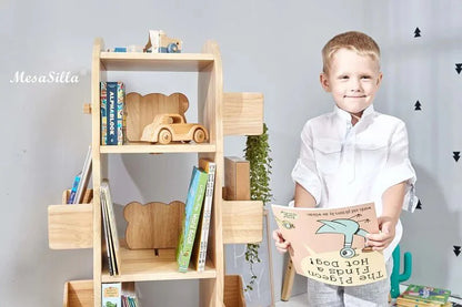 Mesasilla Solid Wood Rotating Bookshelf for Kids
