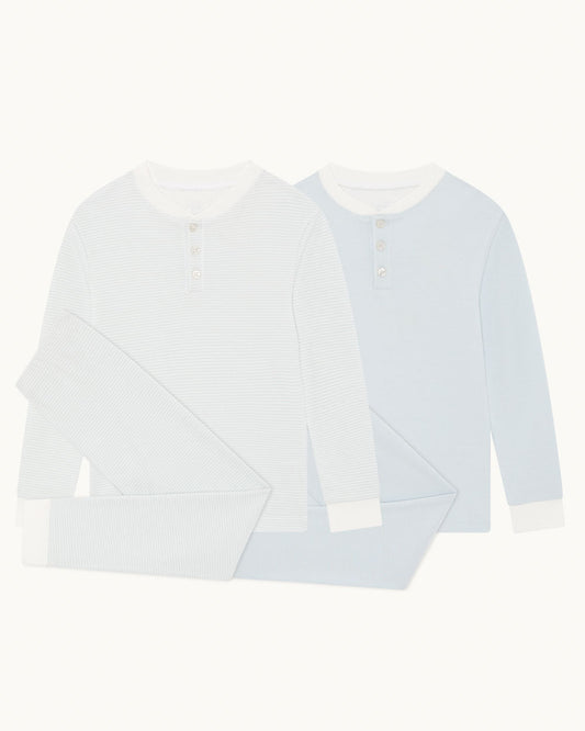 Derek Stripe Child Pyjama Two Piece Set - Blue