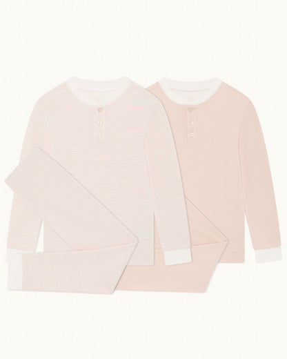 Derek Stripe Child Pyjama Two Piece Set - Pink
