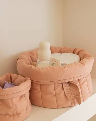 Set Of Two Quilted Baskets Ø 1' x 8" cm | Ø 6" x 6" cm