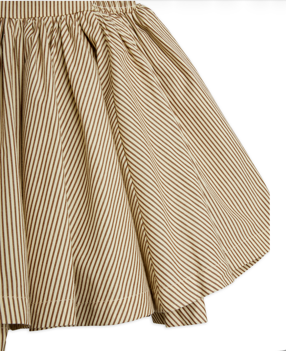 Poplin Strawberry Smock Dress: Brown