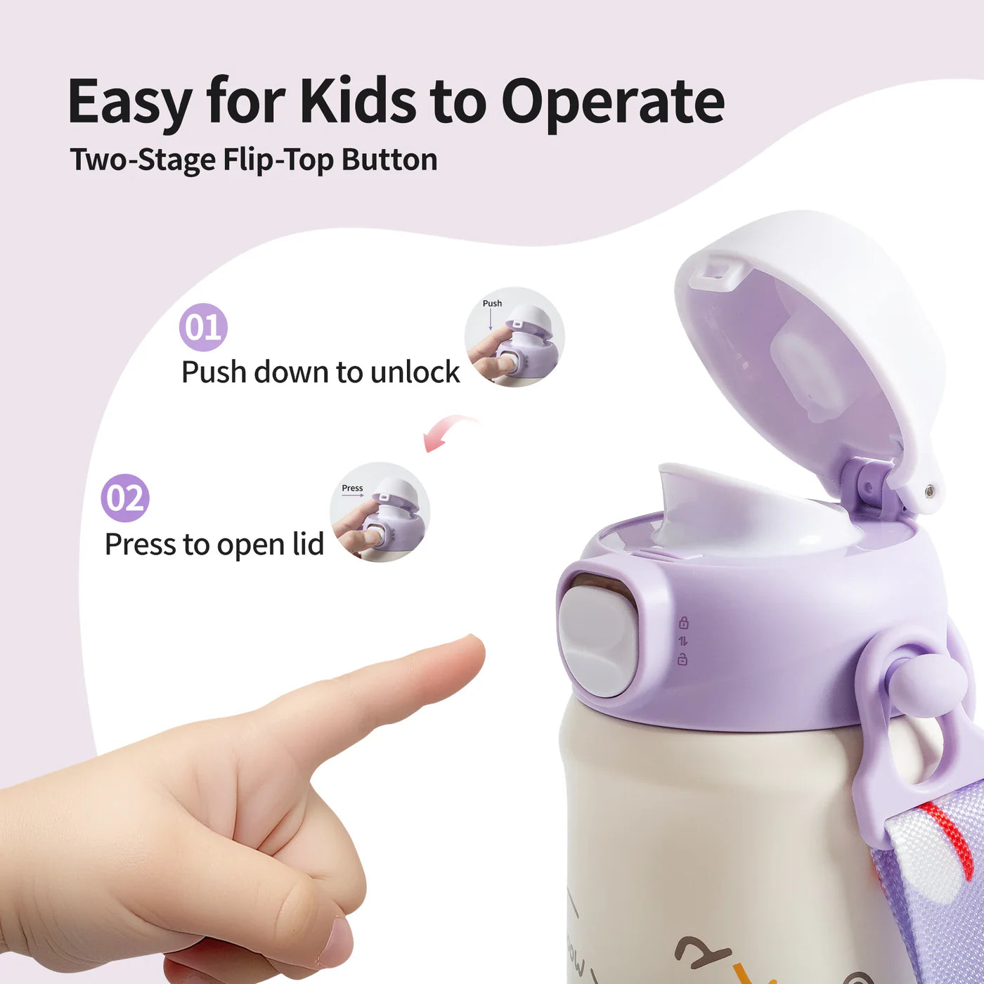 Stainless Steel Kids Insulated Water Bottle - Purple 500ML