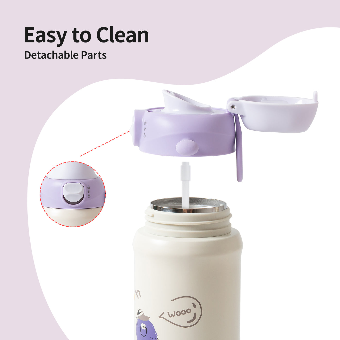 Stainless Steel Kids Insulated Water Bottle - Purple 500ML