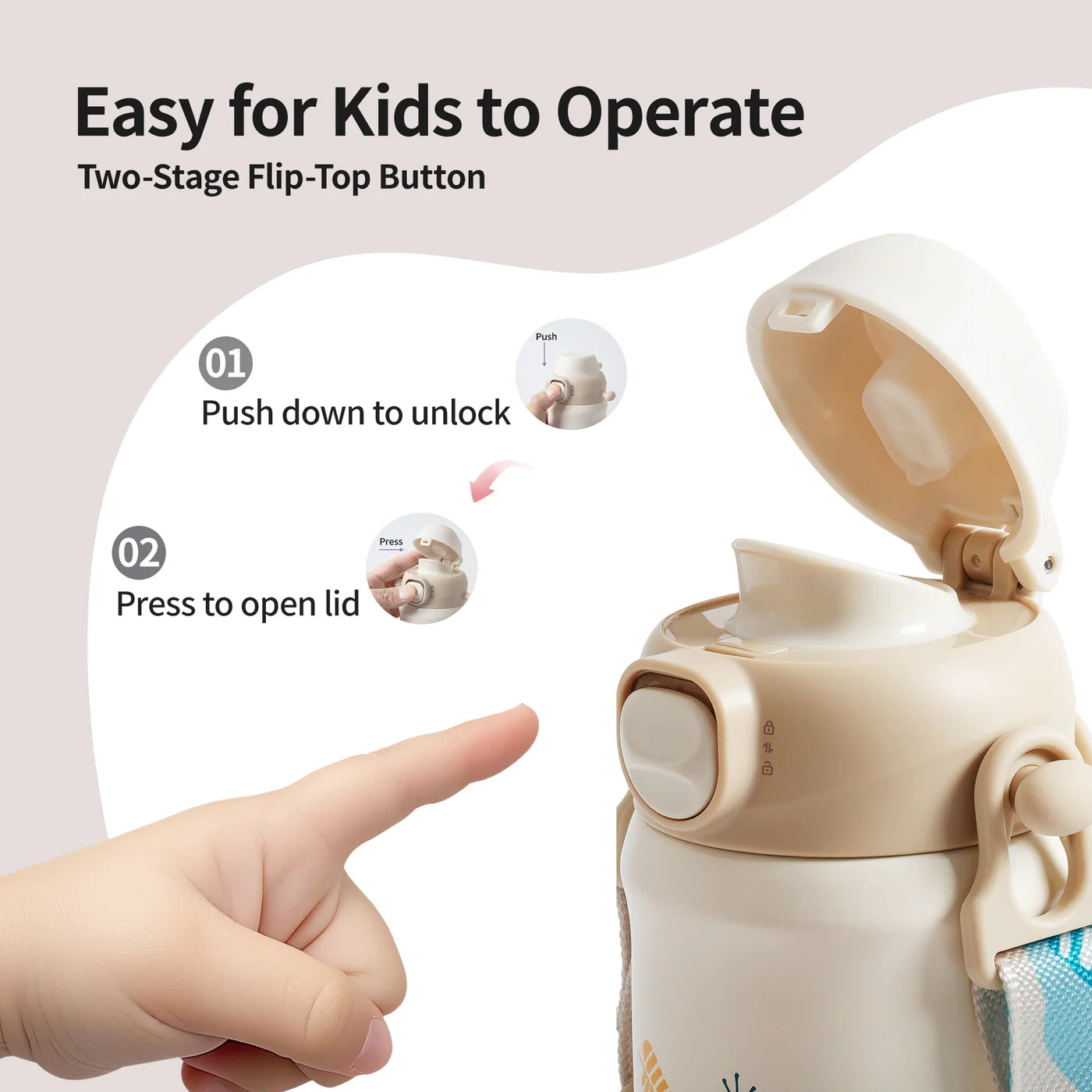 Stainless Steel Kids Insulated Water Bottle - Vanilla 500ML