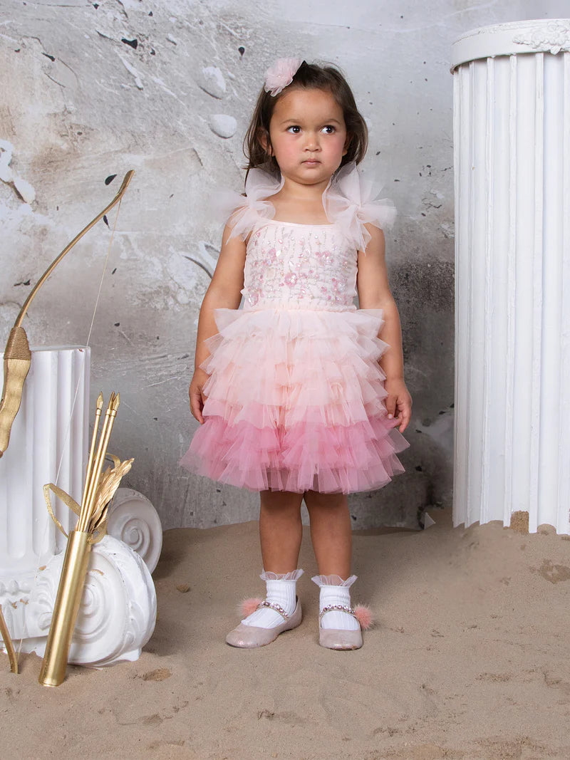 BEBE CORAL CASCADE TUTU DRESS