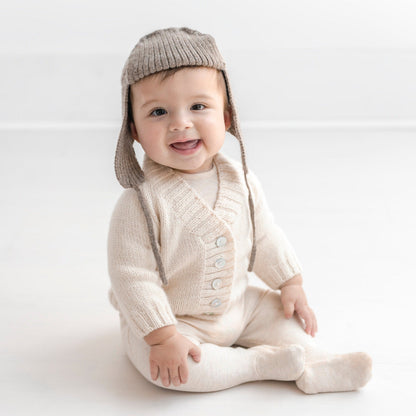 TANE Organics High V-Neck Cardigan in Baby Alpaca