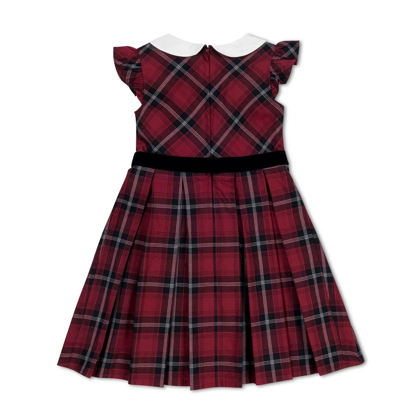 Organic Peter Pan Collar Party Dress: Oxblood City Plaid / 2T