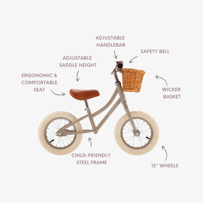 BANWOOD BALANCE BIKE 12" FIRST GO VINTAGE - BEIGE