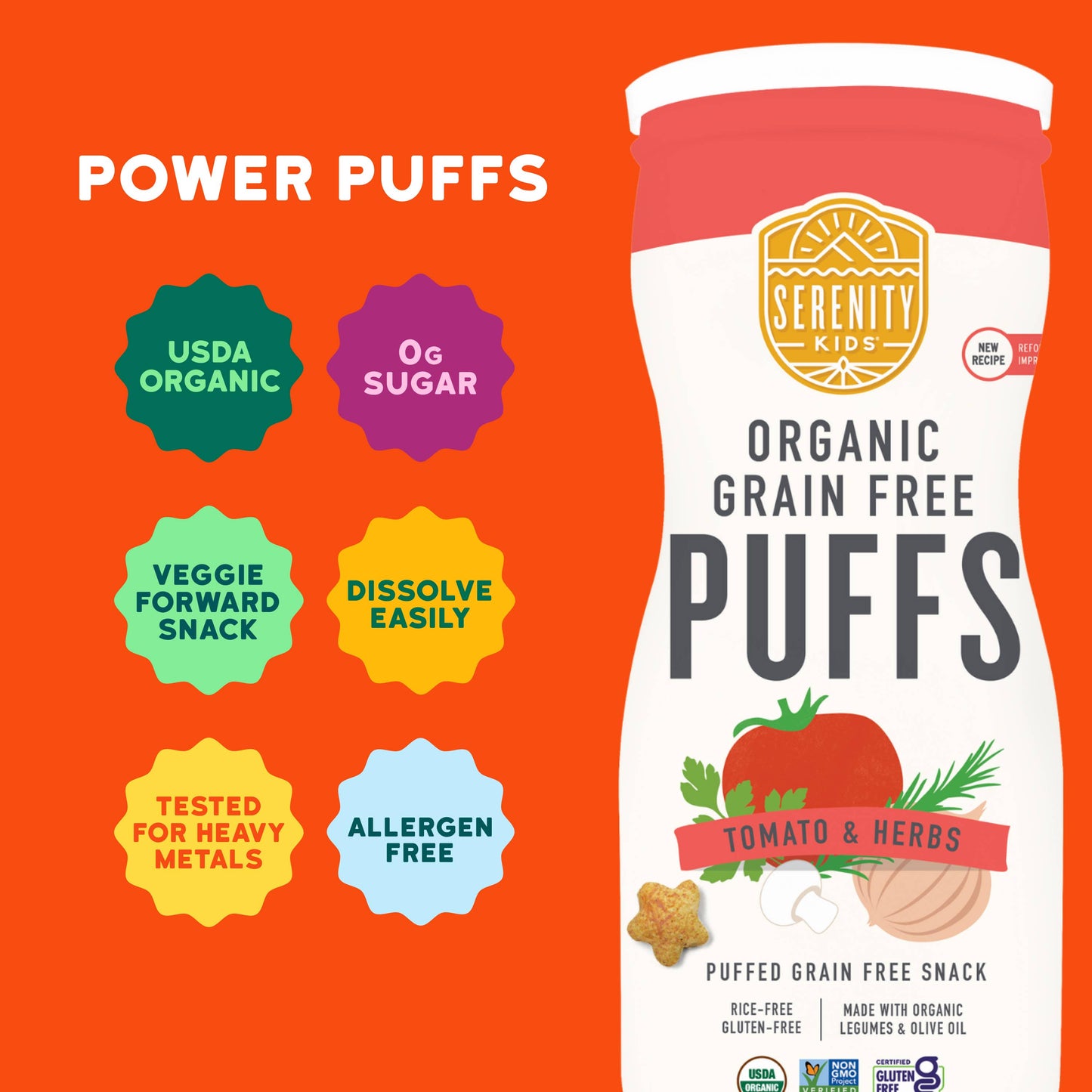 Tomato & Herbs Organic Grain Free Puffs (6 Cans)