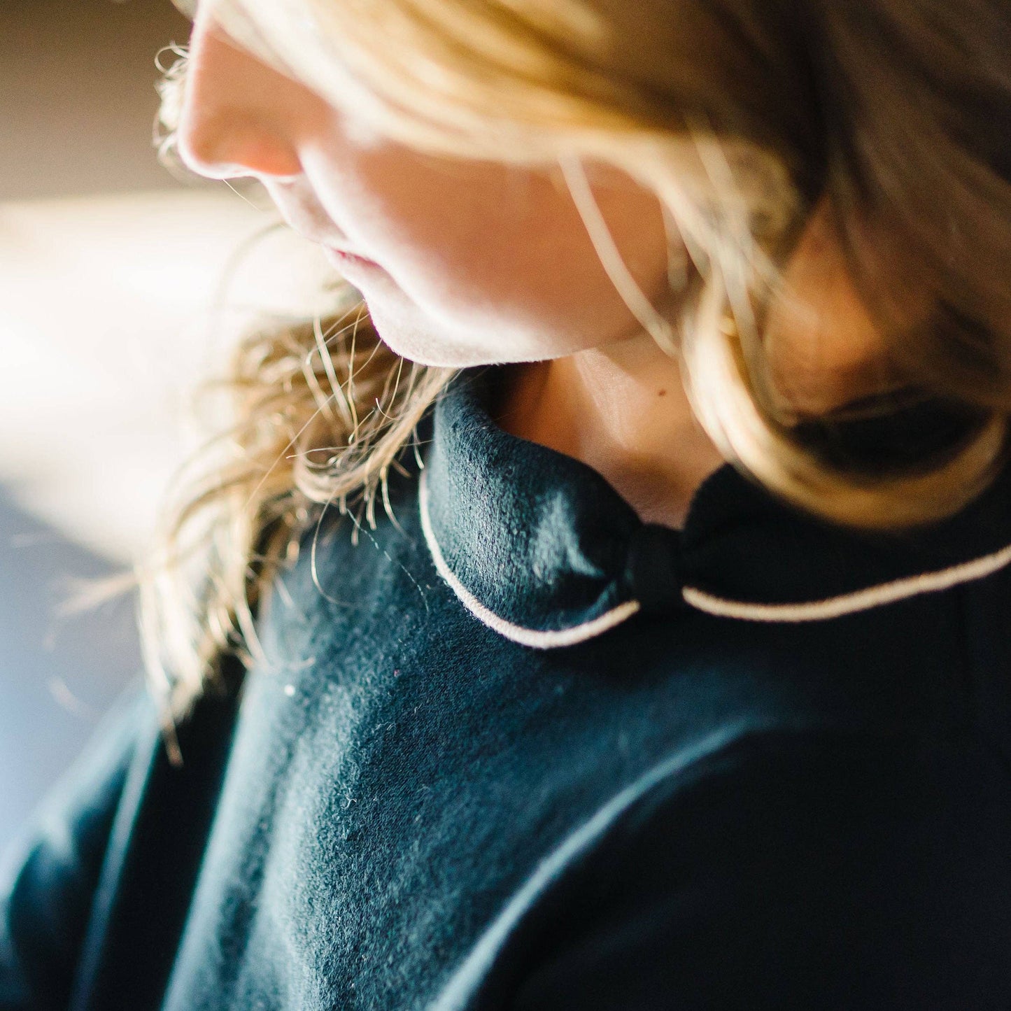 Ruffle Cuff Collar Sweater: Black with Ivory Tipping / XX-Small