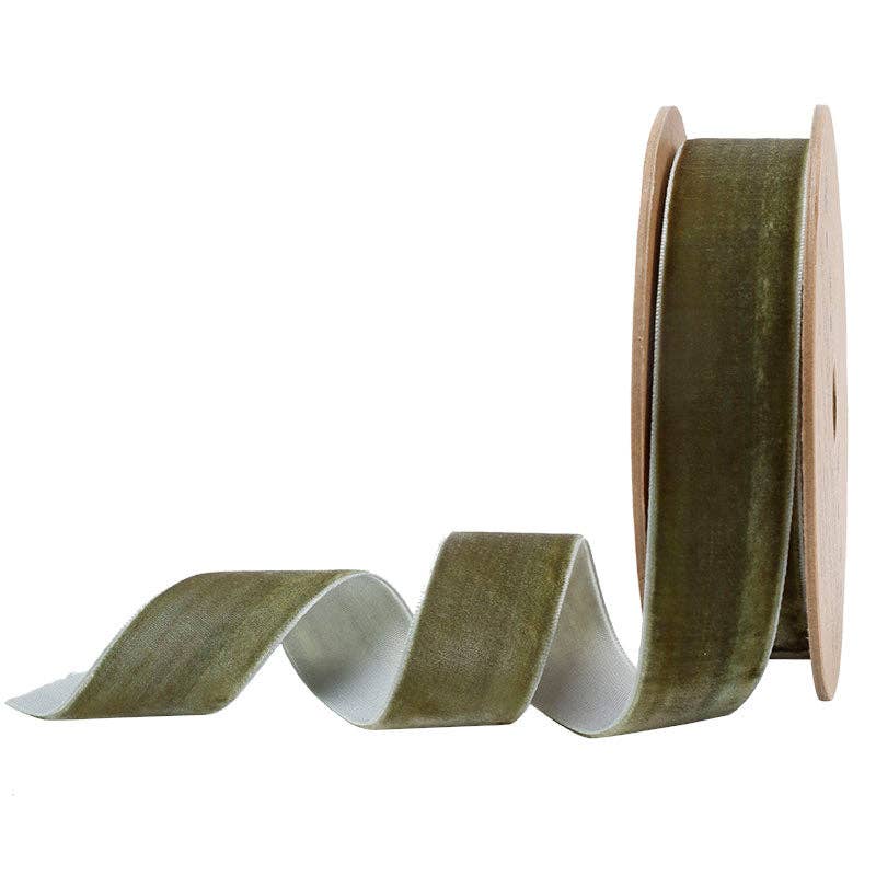 17 Colors | 1" Velvet Ribbon | 10 Yard Roll: Bay Leaf