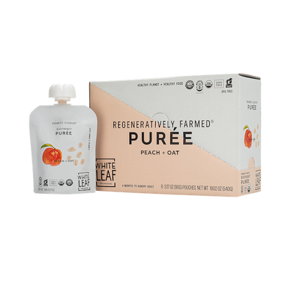 Organic Regenerative Peach+Oat Puree: 24 (90g) pouches