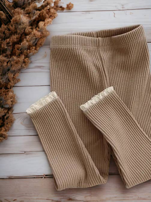 Annie & Charles® Organic Cotton Ruffle Leggings: Creamy white
