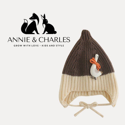 Annie & Charles® Knitted Hat "Winter Goose": Schwarz
