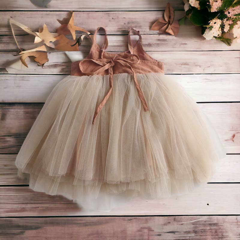 Annie & Charles® organic linen tulle dress: Apricot