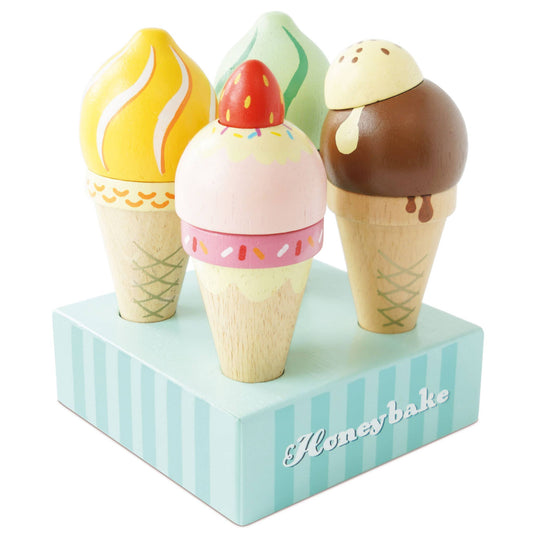 Wooden Ice Cream Cones Set