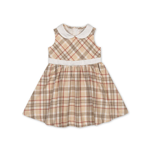 Organic Sleeveless Peter Pan Collar Party Dress - Baby: Fireside Plaid / 12-18M