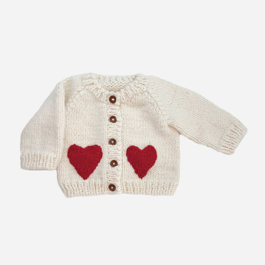 Heart Cardigan Red Baby Kid Apparel Sweater Valentine's Fall: XS; 6-12M
