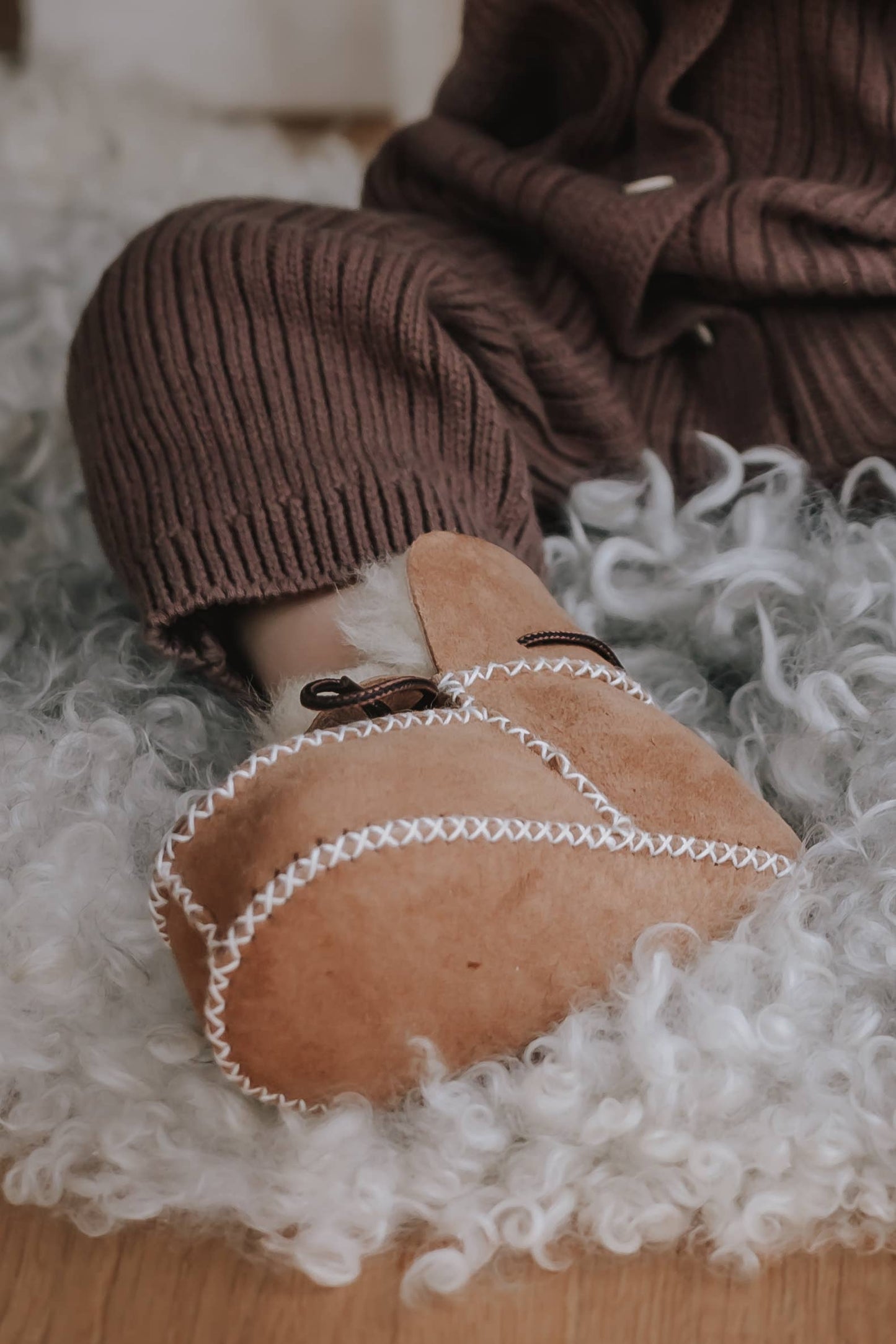 Annie & Charles® Lambskin Baby Shoes: Beige / Small