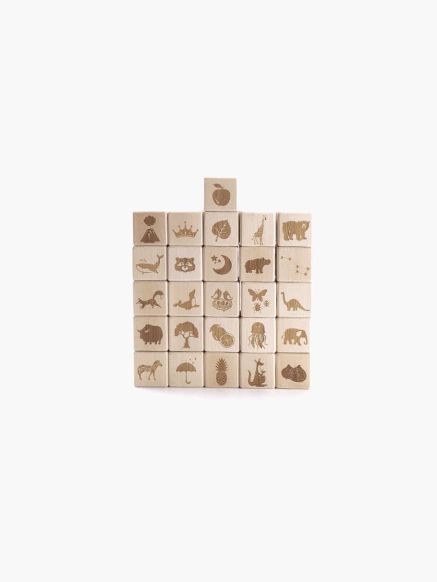 English Alphabet Block Set of Cubes for Children Wooden Toys