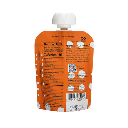 Organic Regenerative Carrot + Sweet Potato + Pea Puree: 24 (90g) pouches