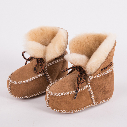 Annie & Charles® Lambskin Baby Shoes: Beige / Small