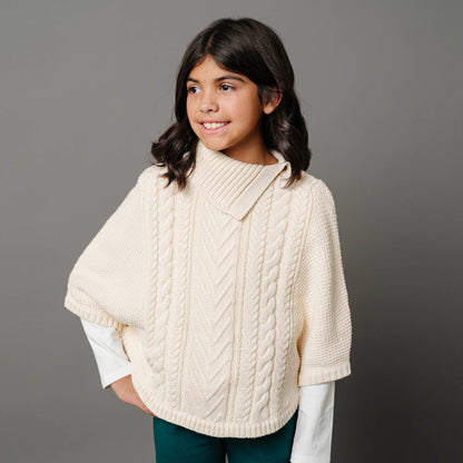Organic Split Collar Sweater Cape: Ivory Center Cable / XX-Small（fit for 2-4）
