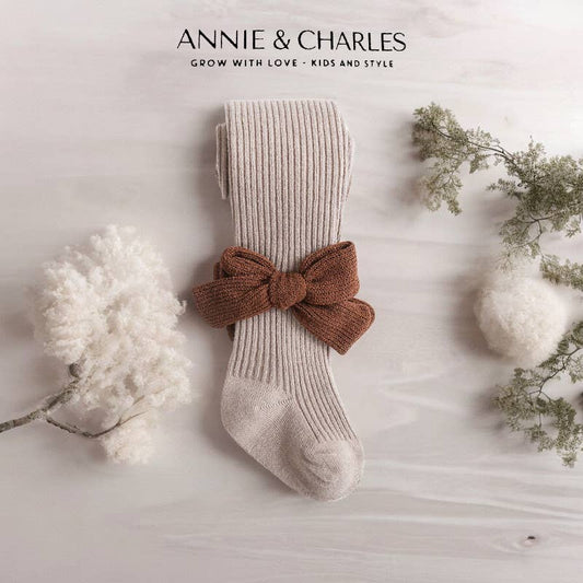 Annie & Charles® RIB TIGHTS WITH STITCH FINIA: Beige