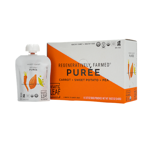 Organic Regenerative Carrot + Sweet Potato + Pea Puree: 24 (90g) pouches
