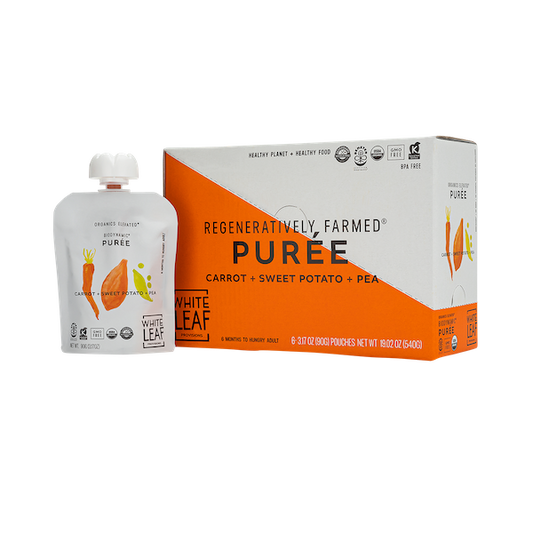 Organic Regenerative Carrot + Sweet Potato + Pea Puree: 24 (90g) pouches