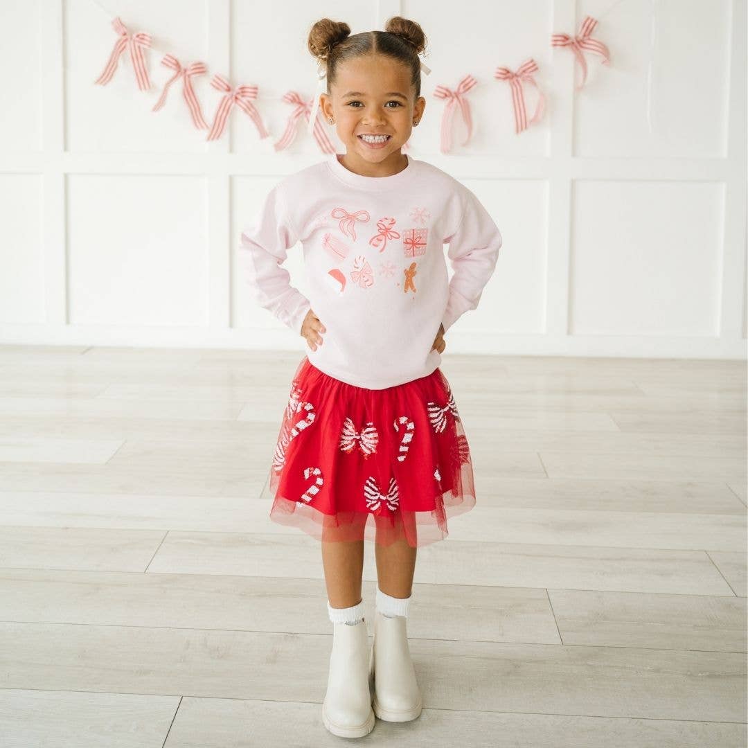 Candy Cane Coquette Sequin Christmas Tutu - Kids Clothing: 4-6Y
