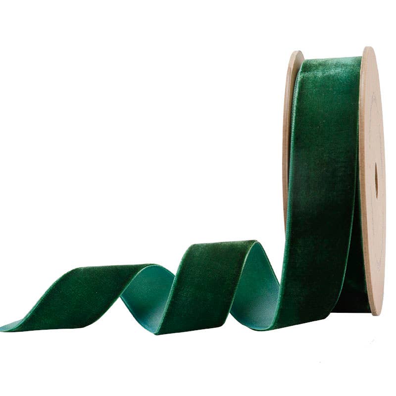 17 Colors | 1" Velvet Ribbon | 10 Yard Roll: Bay Leaf