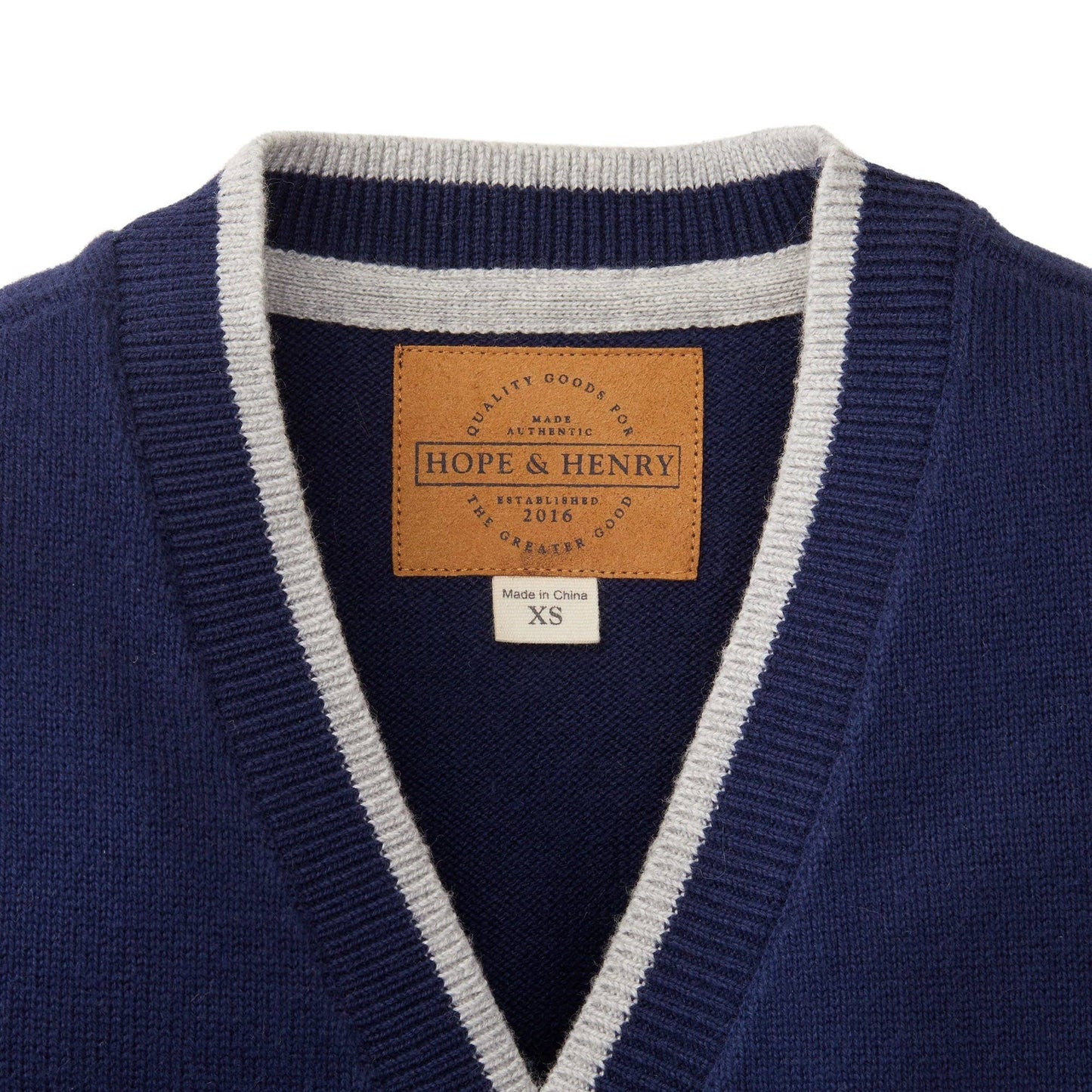 Tipped Organic Cardigan with Elbow Patches - Baby: Navy with Light Gray / 6-12 Months