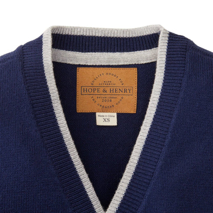 Tipped Organic Cardigan with Elbow Patches -Boy
