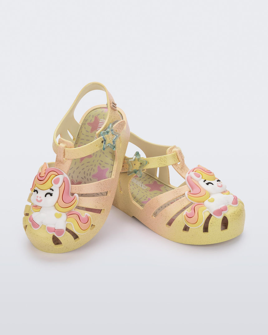 Mini Melissa Possession Unicorn Baby Sandals: Yellow/Pink