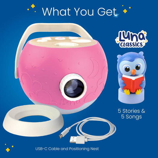Luna StoryTime Projector – Classic Pink Starter Set