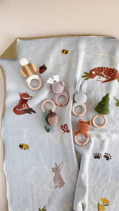 Teether Tree Cotton Crochet Rattle Fall Christmas Forest: Immediate