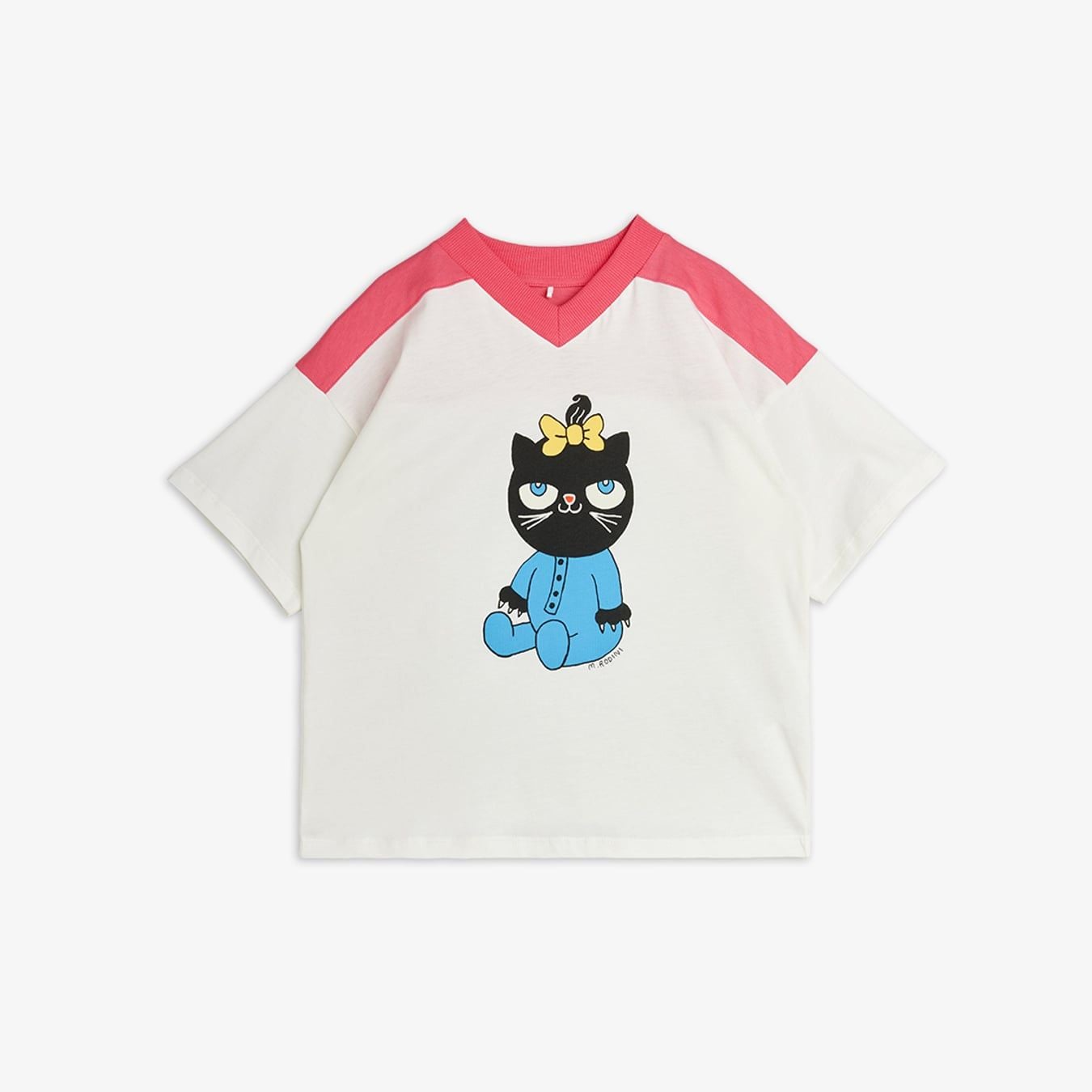 Cat v-neck sp ss tee - Pink