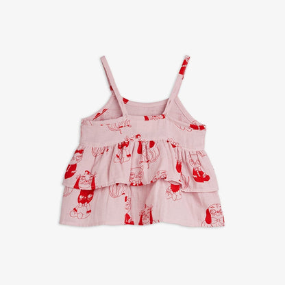 Minibabies aop woven frill tank - Pink
