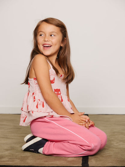 Minibabies aop woven frill tank - Pink