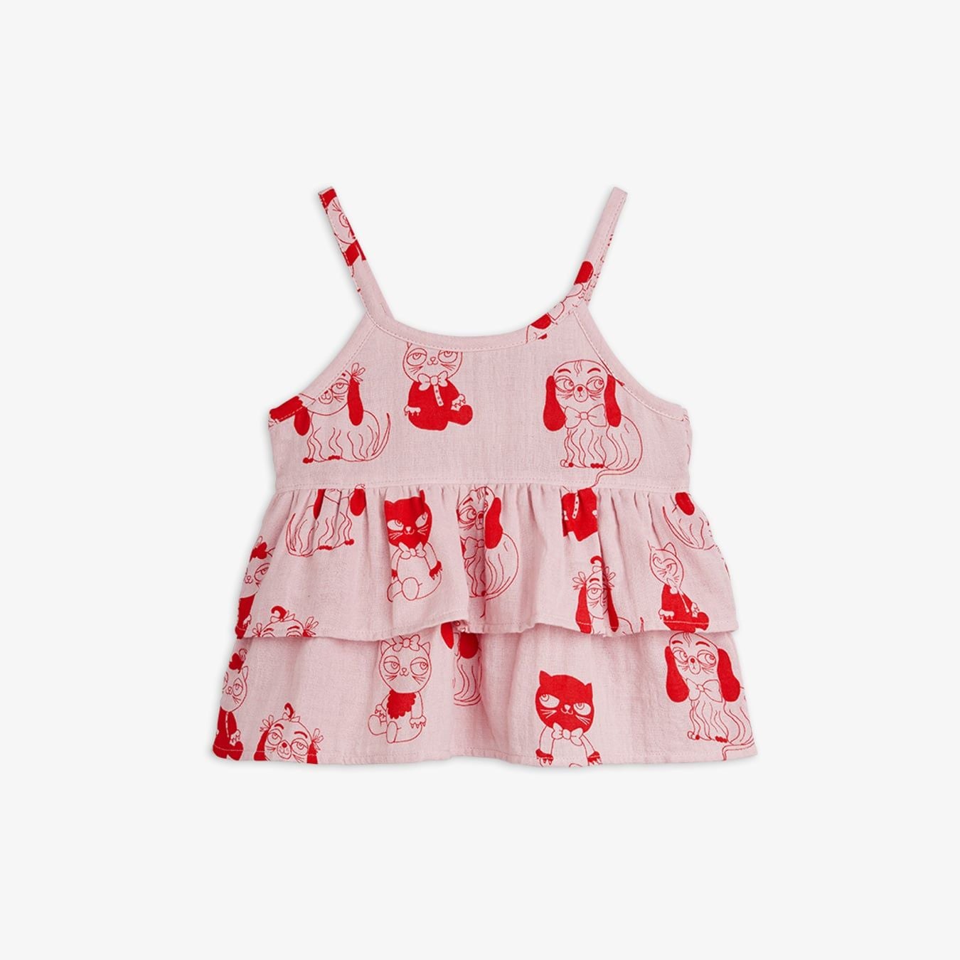 Minibabies aop woven frill tank - Pink