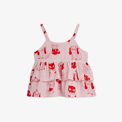 Minibabies aop woven frill tank - Pink