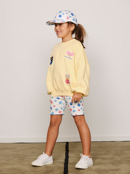 Flowers aop picot edge pointelle bike shorts