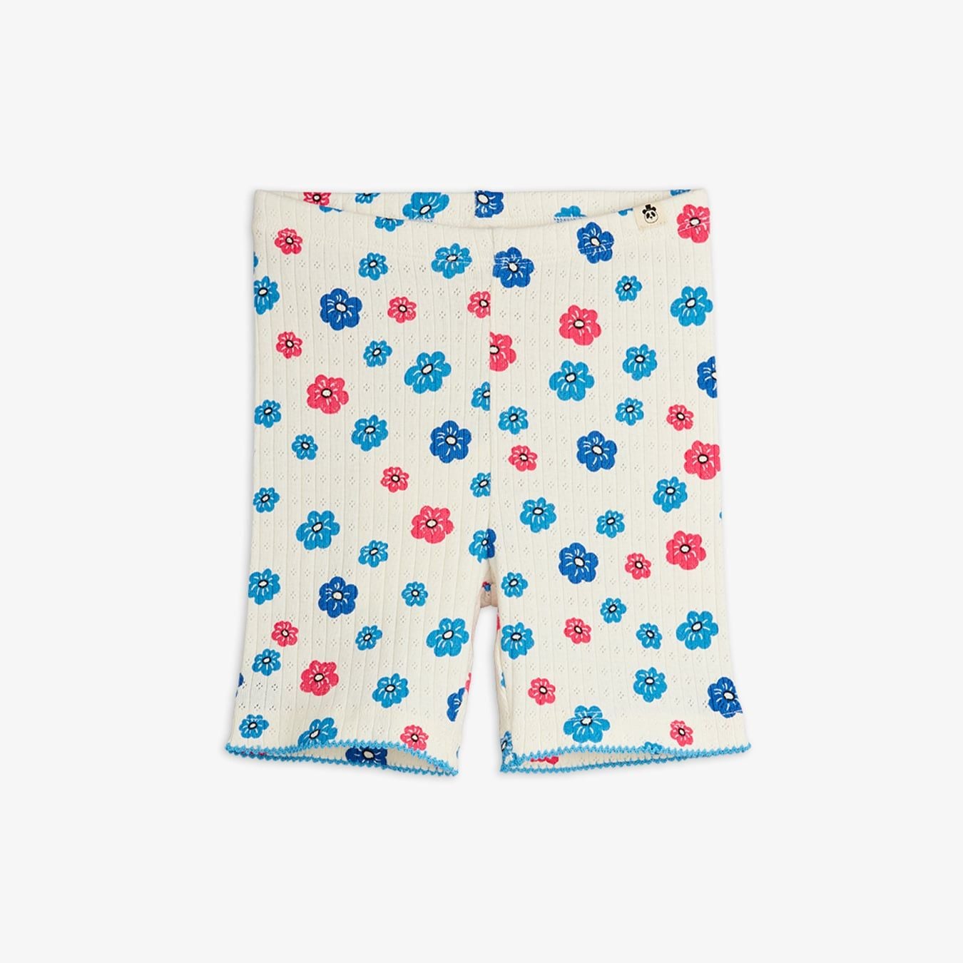 Flowers aop picot edge pointelle bike shorts
