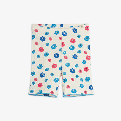 Flowers aop picot edge pointelle bike shorts